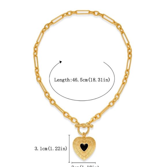 Chunky Heart Necklace Sunburst Heart Pendant Necklace Vintage Statement Necklace - Picture 2 of 7